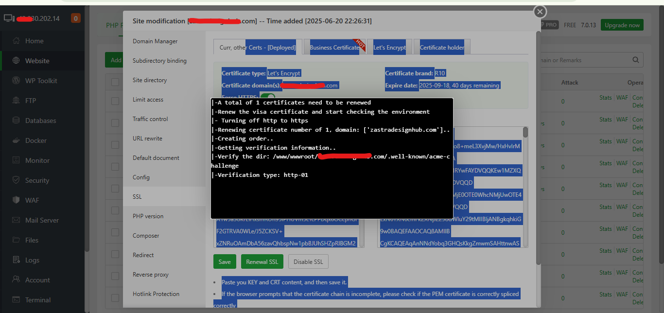 Let's Encrypt SSL Certificate Renewal Step
